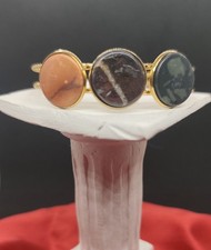 Bracciale artigianale acciaio placcato oro con marmi antica Roma