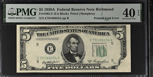1950a frn richmond fr1962 - 1950a, $5