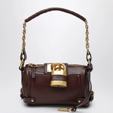 Borsa Chloé piccola marrone Paddington in pelle con lucchetto oversize e tracolla a catena