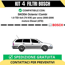 KIT BOSCH 4 Filtri tagliando per SKODA Octavia I Combi 1.9 TDI 4x4 74 kw Dies...