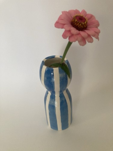 Vaso artigianale righe blu e - vaso,