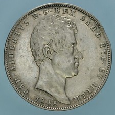 CARLO ALBERTO 5 LIRE 1848
