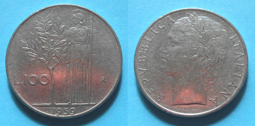 100 lire 1959 - 1959, minerva