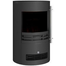 Camino Elettrico Libera Installazione Effetto Fiamma LED Regolabile Calore Nero 