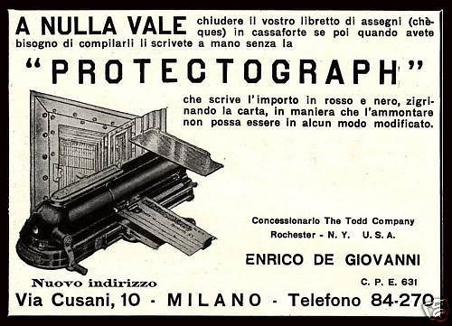 Pubblicita 1931 protectograph - pubblicita'1931,