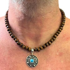 Collana con ciondolo di pietre dure di turchese da uomo donna catenina 50 cm in