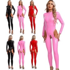 US Women's Rompers PVC Catsuit