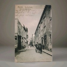 MARSALA VIA GARIBALDI E PALAZZO DEGLI UFFIZI FP V1923 animatissima Calesse in PP