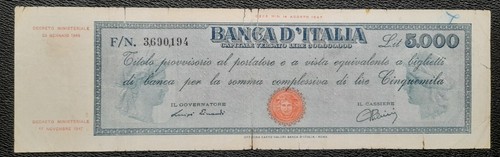 5000 lire titolo provvisorio - lire,