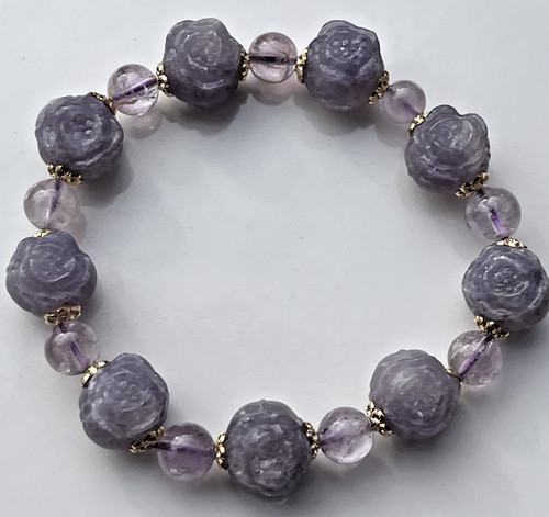 Bracciale giada viola rose - bracciale,