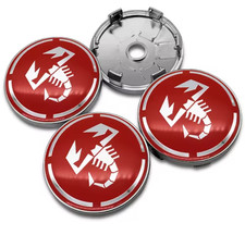 ABARTH FIAT 500 595 695 SS GRANDE PUNTO 4 Tappi Coprimozzo Cerchi Lega 60mm.