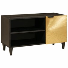 Mobile TV Nero e Oro 80 x 33 46 cm Legno multistrato vidaXL