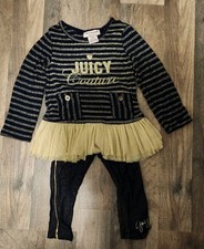 Juicy Couture Set 2 Pezzi Pantaloni Tutù Maniche Lunghe Ruffles Scintillanti Taglia 2T