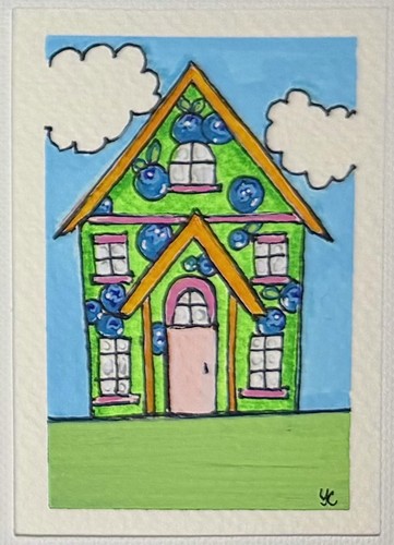 Originale aceo art green house - aceo,