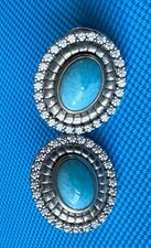 Orecchini Larimar Argento Sterling 925 Schienale Omega Marcato Re Arimar Carina