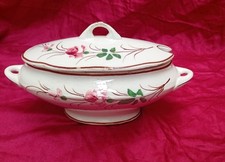 SALSIERA - TAZZA PUERPERA DECORO ROSE LA VITTORIA MONDOVI PRIMI '900 - NO GINORI