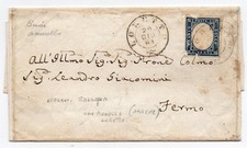 Regno Sardegna 1861 20 C. Su  Busta da LORETTO (pti 4) a Fermo