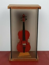SCULTURA Miniatura VIOLINO ANTONIUS STRADIVARIUS CREMONENSIS Teca vetro e legno 