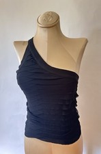 GIORGIO ARMANI Top nero con volant asimmetrico avvolto taglia 40 Made in Italy