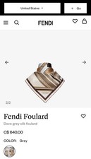Fendi Foulard Dove grey silk