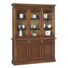 VETRINA CRISTALLIERA MADIA BASE+ALZATA 3 PORTE 3 CASSETTI ARTE POVERA NOCE SCURO