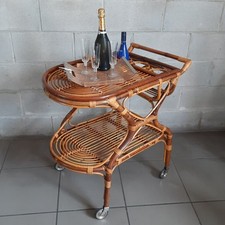 Carrello Portavivande Bar Bambù e Rattan Design Italiano Mid-Century Anni 60