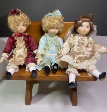 Banco da scrivania scuola vintage artigianale in legno per bambole o orsi