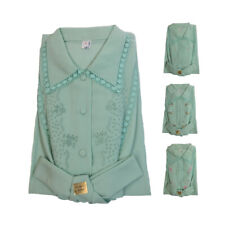 Pigiama da notte Donna Pura Lana Anallergica Ricamo a Mano Verde Tg 48; 50