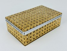 Vintage Scatola In Lucite Paglia Di Vienna Cofanetto Design Italiano 1970