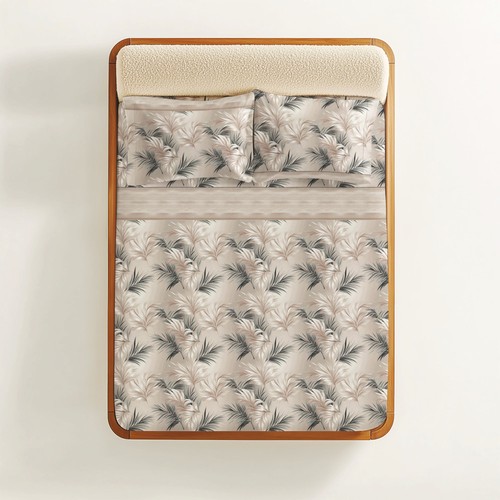 Completo lenzuola foglie beige - completo,