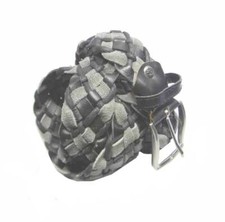 Cintura uomo nera grigia pelle intrecciata morbida pelle grigio tortora vintage