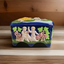 Julianne Hand Painted Blue Cherub Jewelry Box