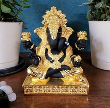 Statua Idol Figurina Scultura Di Ganesh Ganesha D'Argento Placcato