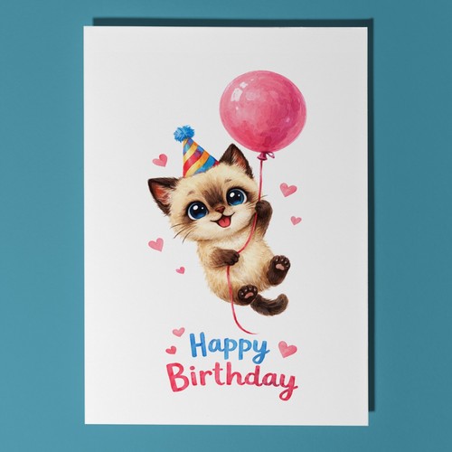 Biglietto compleanno gatto - compleanno,