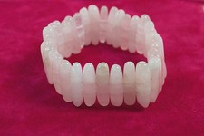 Bracciale Elasticizzato doppio elastico in Quarzo Rosa. Made in Italy