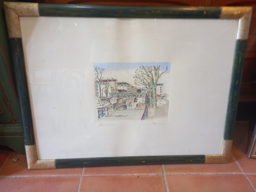 Litografia colorata mano - a,