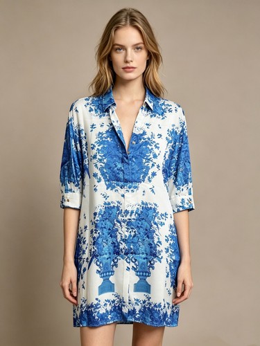 Abito mini camicia - , blu