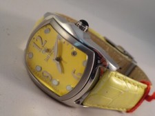 Orologio LANCASTER Donna Acciaio Nuovo 0220 Giallo Pelle Vetro Curvo 345VV15