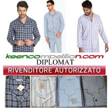 ★ DIPLOMAT PIGIAMA UOMO APERTO INVERNALE FLANELLA GIACCA CLASSICO 100% COTONE ★