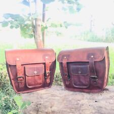2 Pezzi Borse Da Moto In Vera Pelle Marrone Vintage Per Strumenti