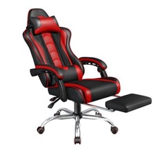 Poltrona Sedia Gaming Ergonomica Schienale Alto con Massaggio Poggiapiedi Rosso