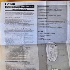 ORIGINALE CANON ANELLO INTERMEDIO EF12 II/EF25|| Manuale uso tabella disegno