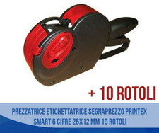 Kit Set Prezzatrice Etichettatrice Segna Prezzo 6 Cifre + 10 ROTOLI 26X12 MM