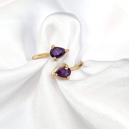 Anello goccia oro con - in,