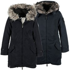 Khujo Jessi parka giacca invernale giacca anorak cappotto foderato donna nero blu scuro