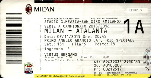 Biglietto stadio milan - biglietto,