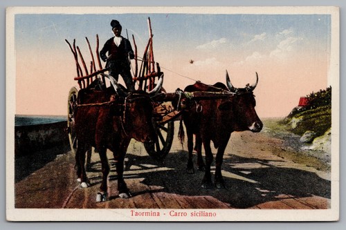 Cartolina carretto bue - cartolina,