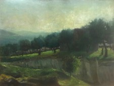 Giulio Marchetti Uliveto Ulivi Dipinto Olio su Tavoletta  cm. 80  x 60