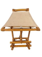Lampada bambù paralume beige tessuto