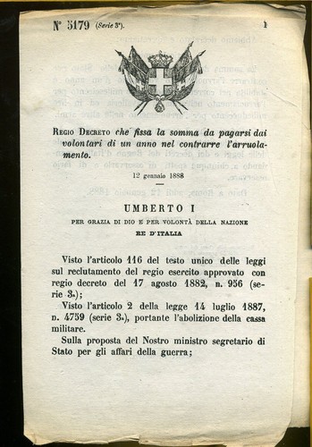 1888 regio decreto - regio, militare
